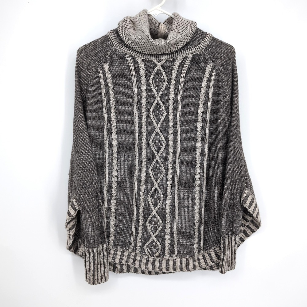 YOON Sweater Gray Cable Knit Cowl Neck Wool Blend Women's Size XS/S